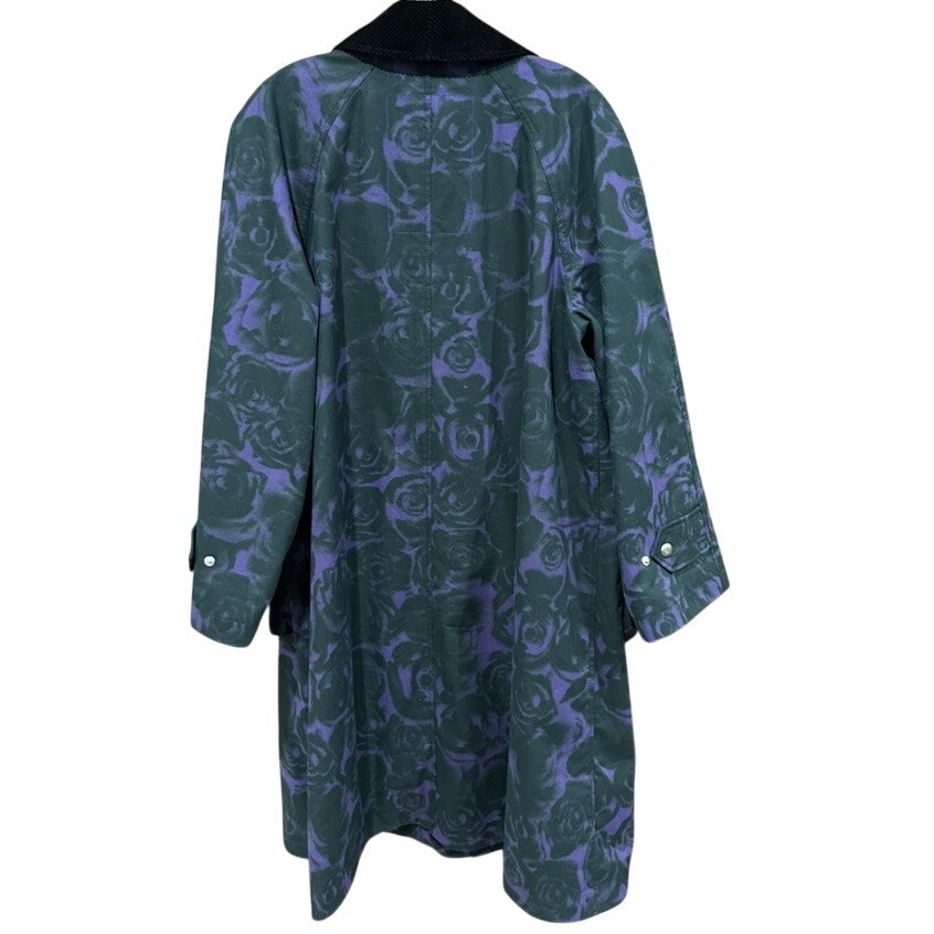 Burberry Rose Print Waxed Cotton Car Coat Oversized Size 4