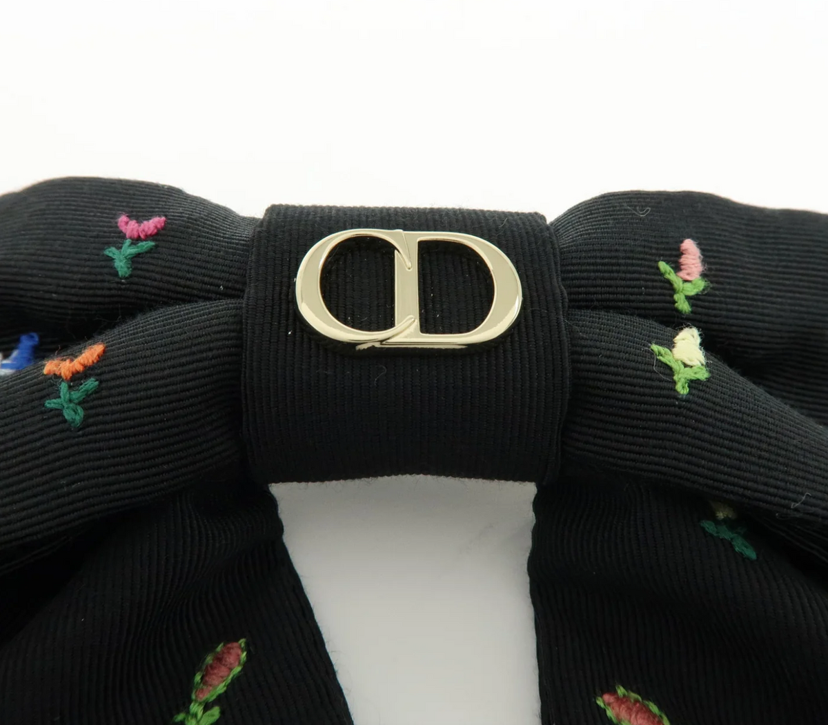 7551 - Dior Large Revolution Flowers Twist Bow Barrette Black CD Logo - Image 3