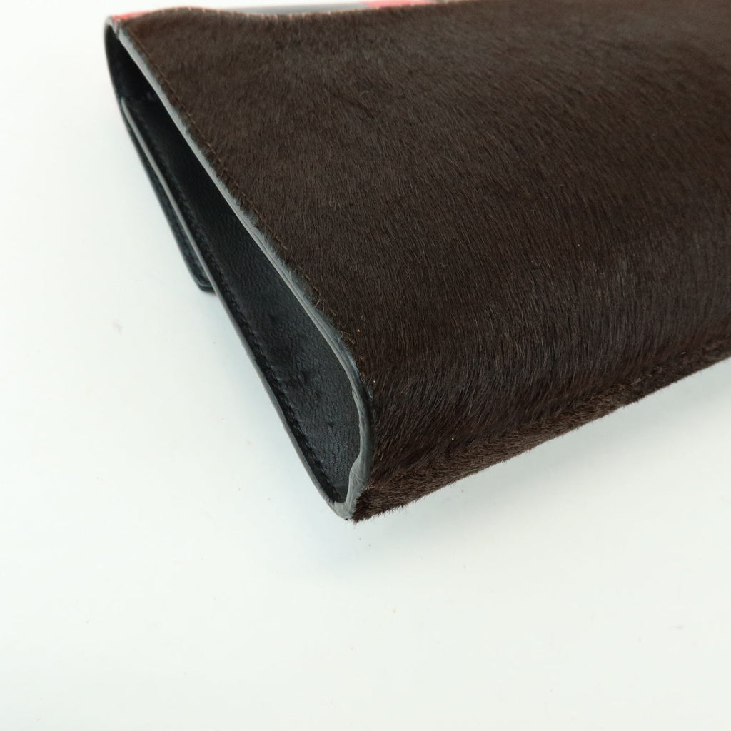 7077 - Givenchy Pony Hair Leather Clutch Bag Flat Pouch