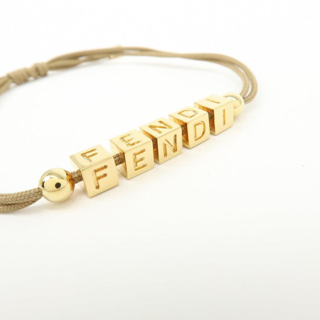 7074 - Fendi Logo Cube Graffiti Metal Bracelet Gold Brown  Gold