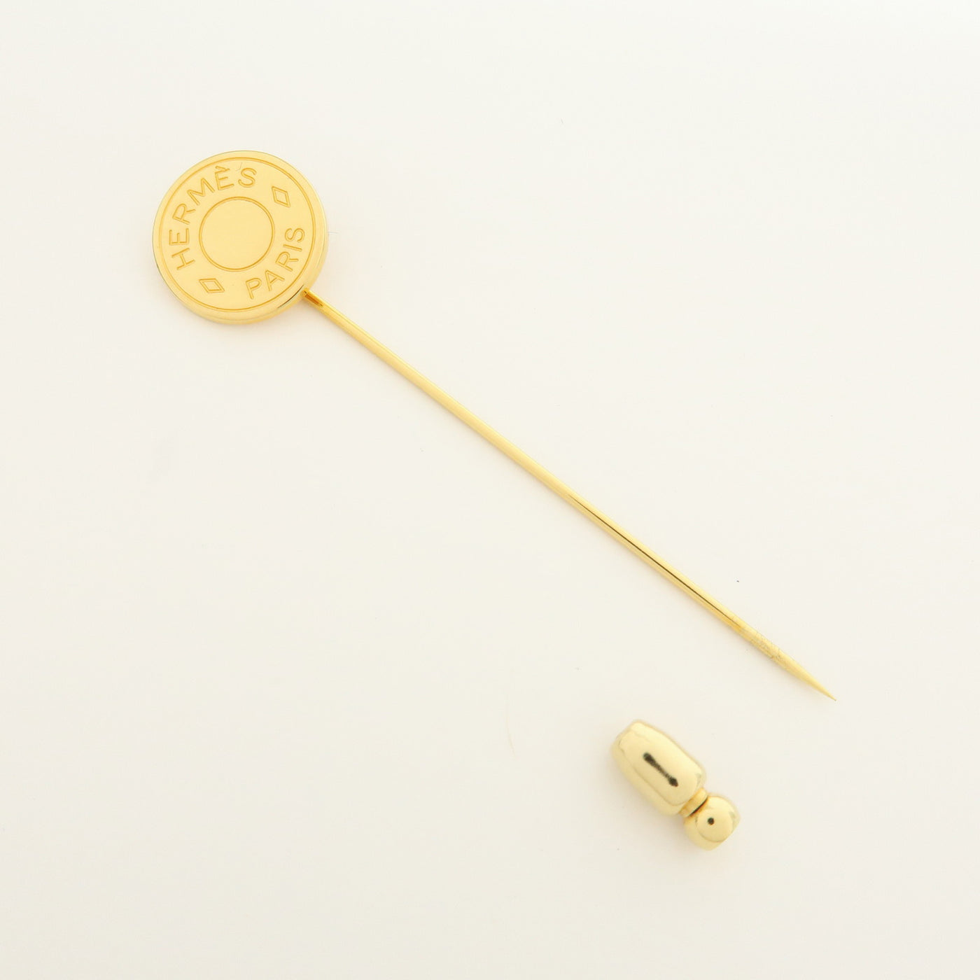 7072 - Hermes Set Of 2 Sellier Metal Pin Brooch Gold