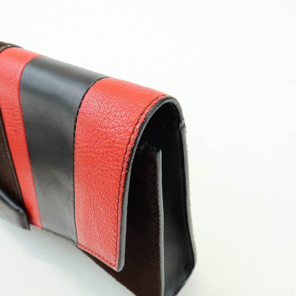 7077 - Givenchy Pony Hair Leather Clutch Bag Flat Pouch