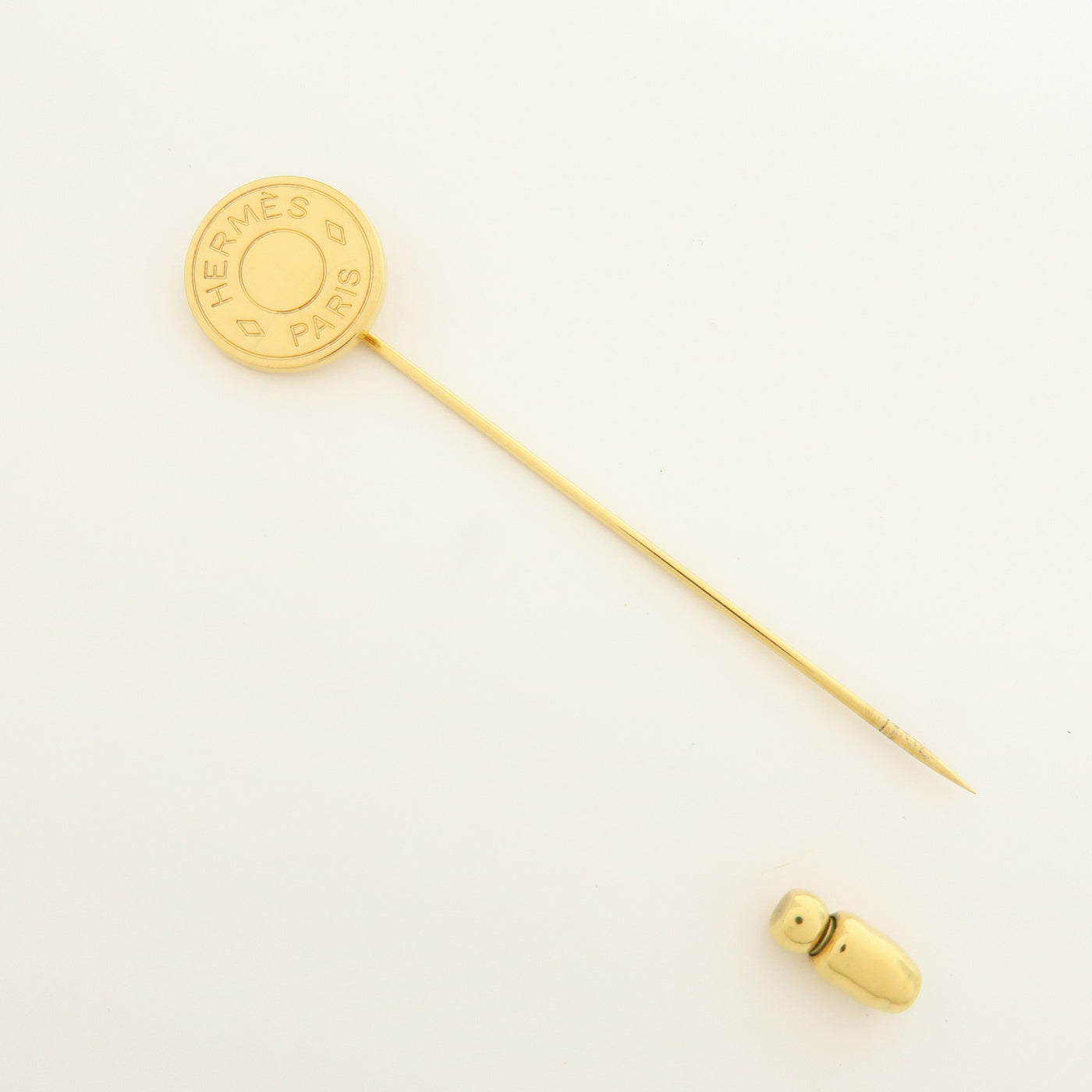 7072 - Hermes Set Of 2 Sellier Metal Pin Brooch Gold