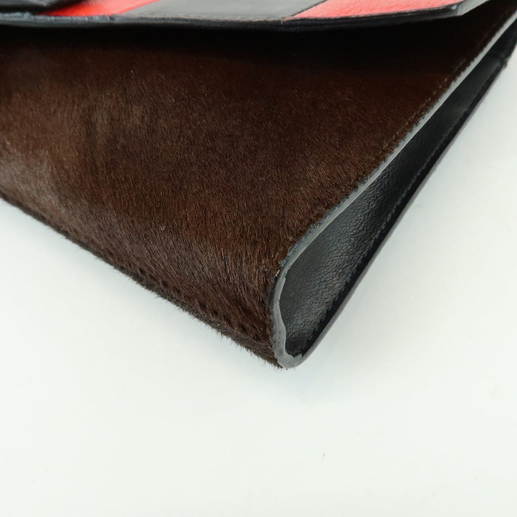 7077 - Givenchy Pony Hair Leather Clutch Bag Flat Pouch