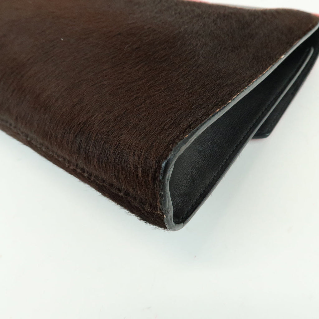 7077 - Givenchy Pony Hair Leather Clutch Bag Flat Pouch