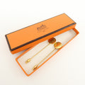 7072 - Hermes Set Of 2 Sellier Metal Pin Brooch Gold