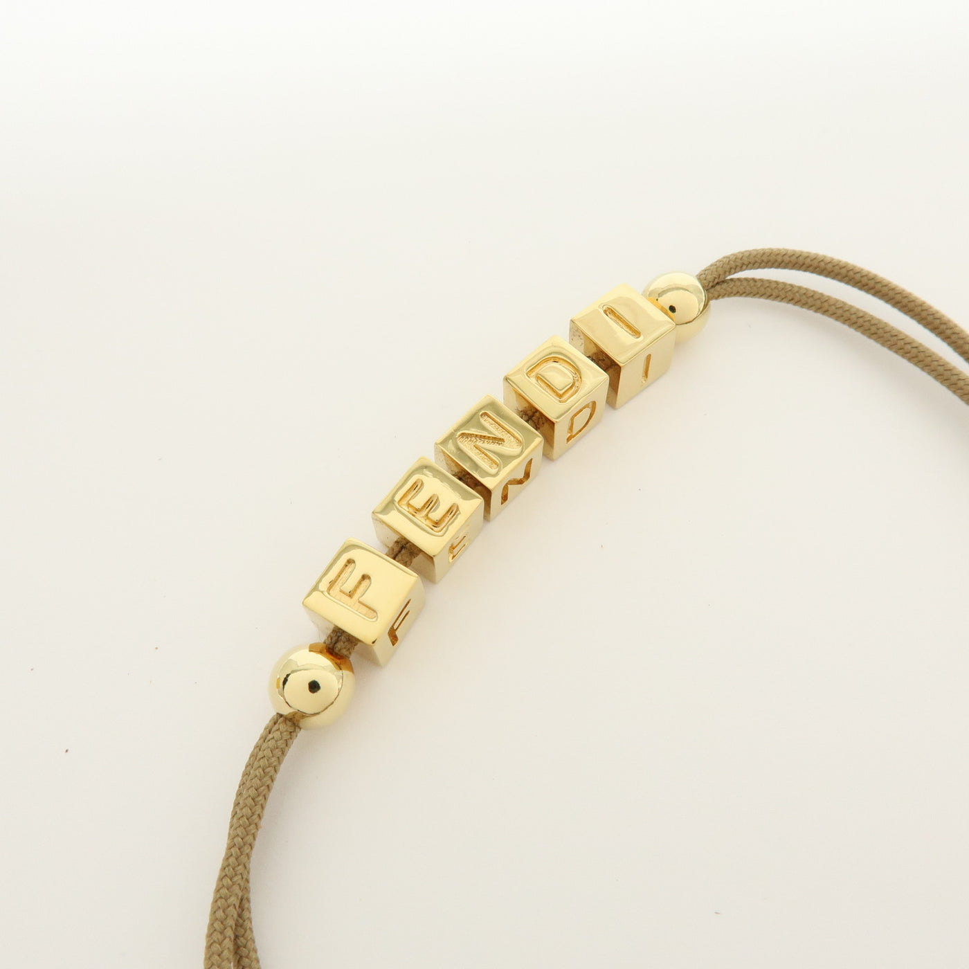 7074 - Fendi Logo Cube Graffiti Metal Bracelet Gold Brown  Gold