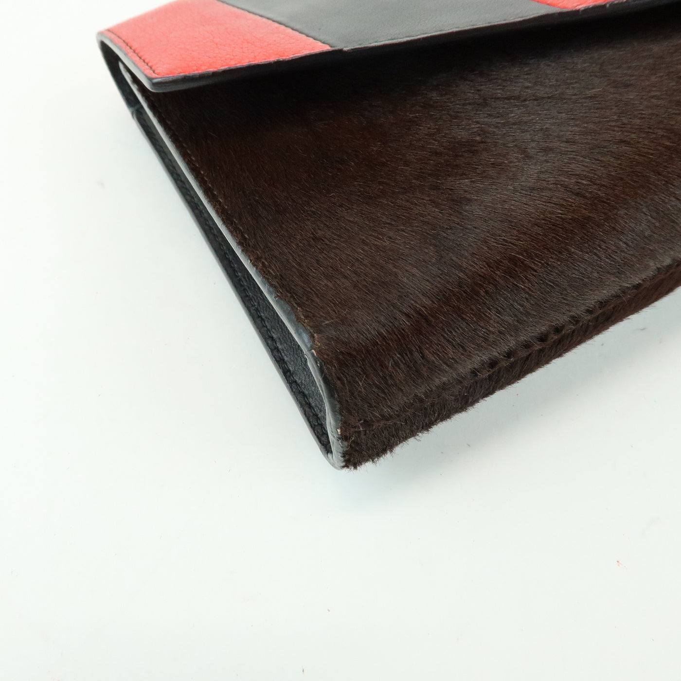 7077 - Givenchy Pony Hair Leather Clutch Bag Flat Pouch