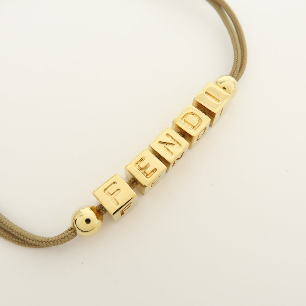 7074 - Fendi Logo Cube Graffiti Metal Bracelet Gold Brown  Gold