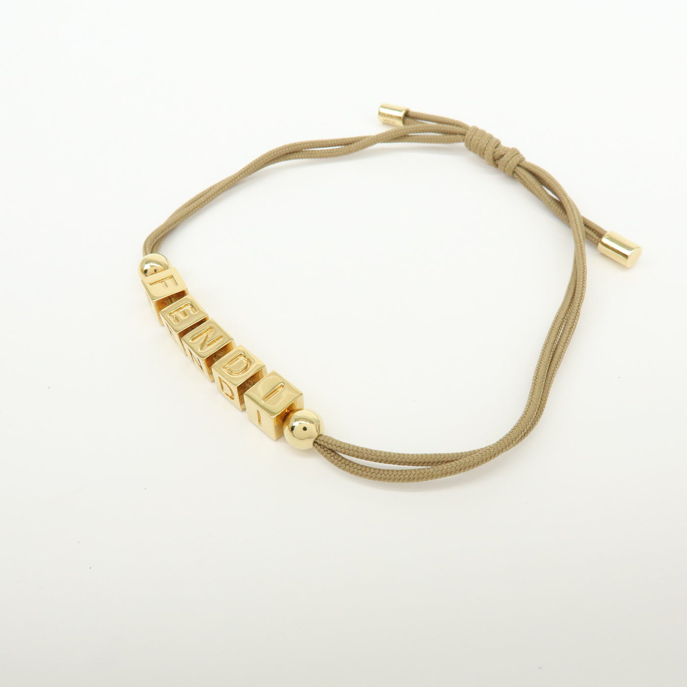 7074 - Fendi Logo Cube Graffiti Metal Bracelet Gold Brown  Gold