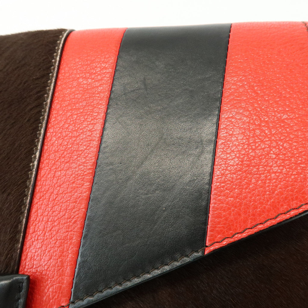 7077 - Givenchy Pony Hair Leather Clutch Bag Flat Pouch