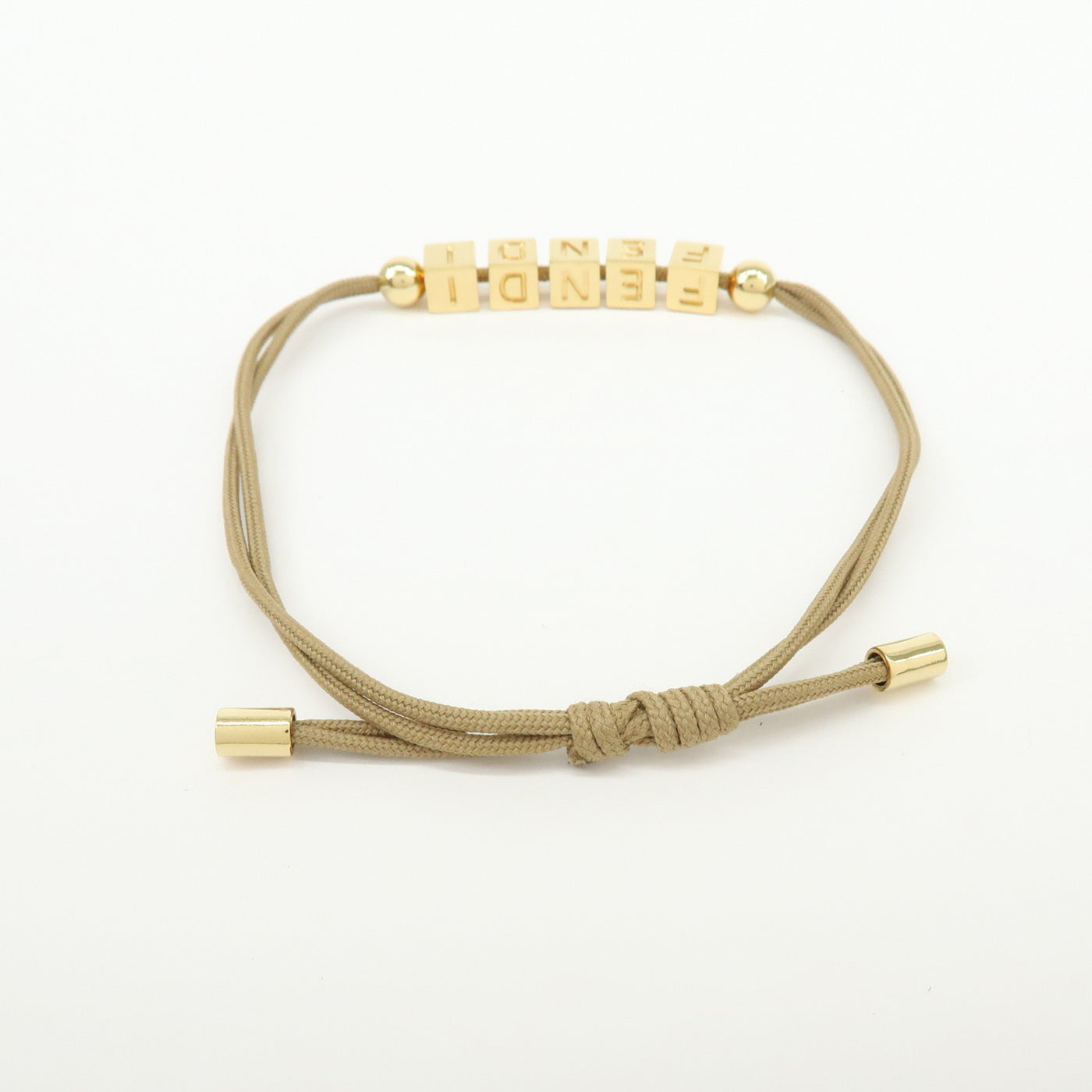 7074 - Fendi Logo Cube Graffiti Metal Bracelet Gold Brown  Gold