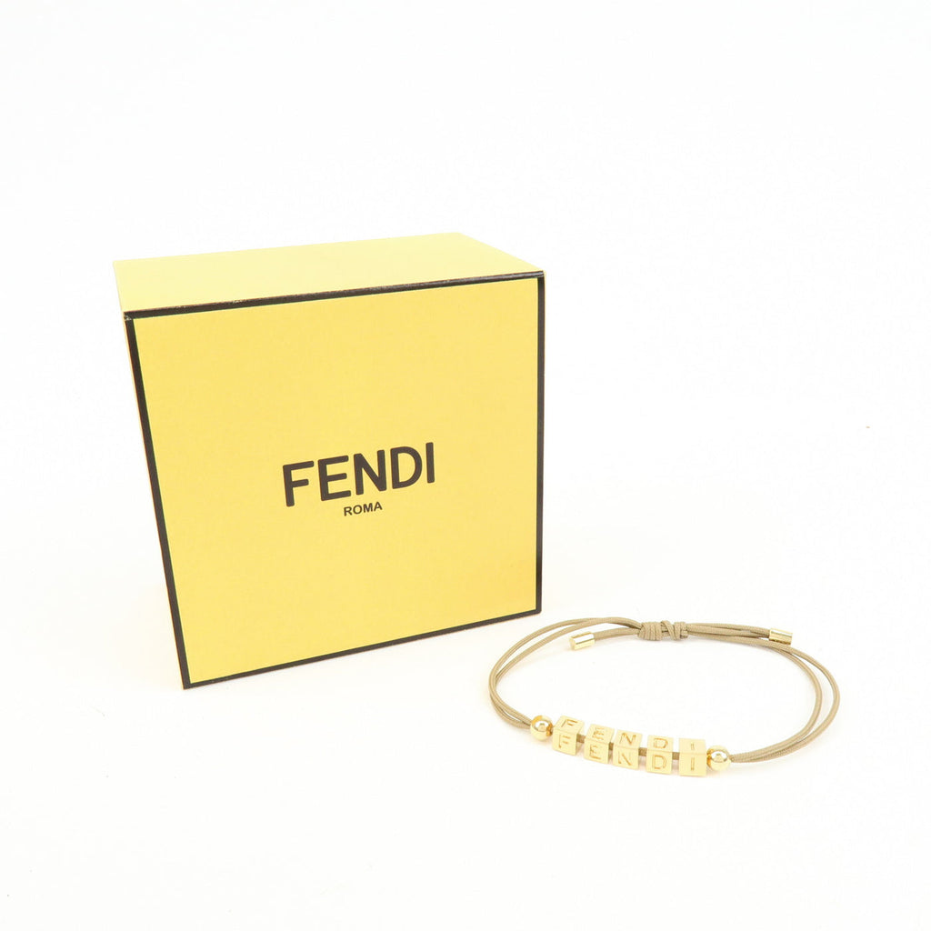 7074 - Fendi Logo Cube Graffiti Metal Bracelet Gold Brown  Gold
