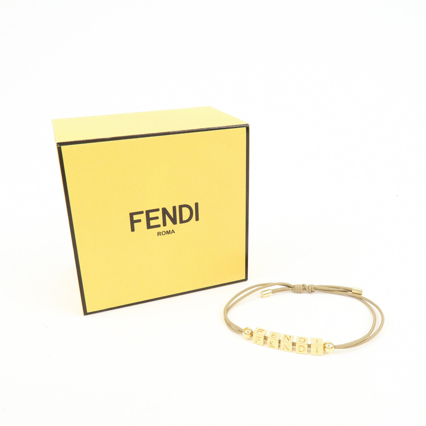 7074 - Fendi Logo Cube Graffiti Metal Bracelet Gold Brown  Gold