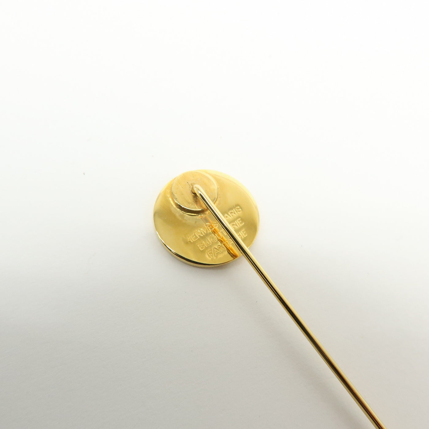 7072 - Hermes Set Of 2 Sellier Metal Pin Brooch Gold