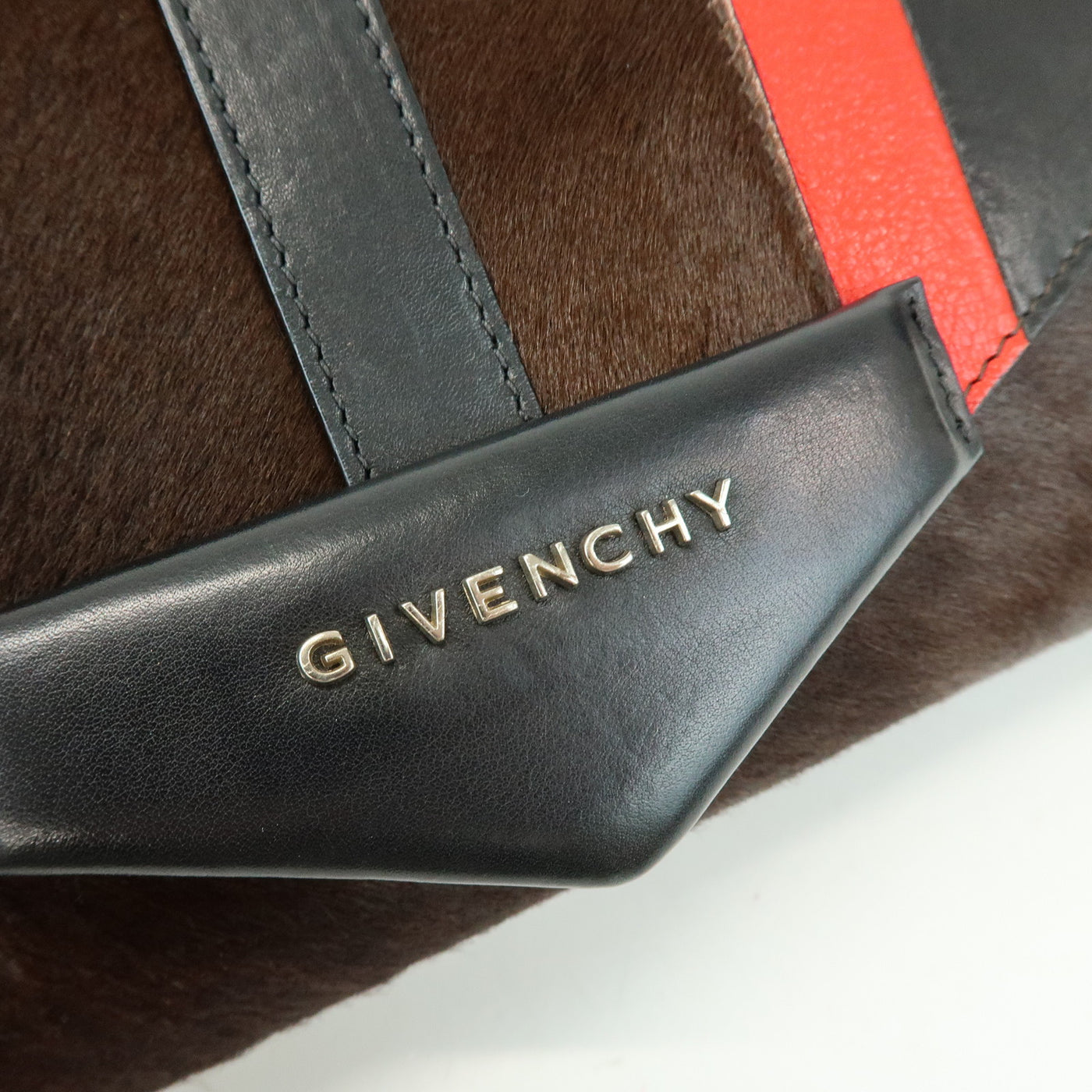 7077 - Givenchy Pony Hair Leather Clutch Bag Flat Pouch
