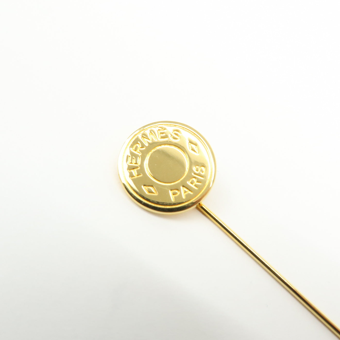 7072 - Hermes Set Of 2 Sellier Metal Pin Brooch Gold