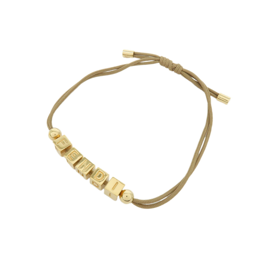 7074 - Fendi Logo Cube Graffiti Metal Bracelet Gold Brown  Gold