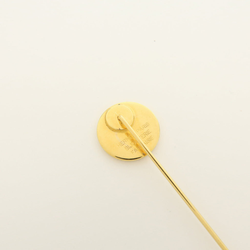 7072 - Hermes Set Of 2 Sellier Metal Pin Brooch Gold