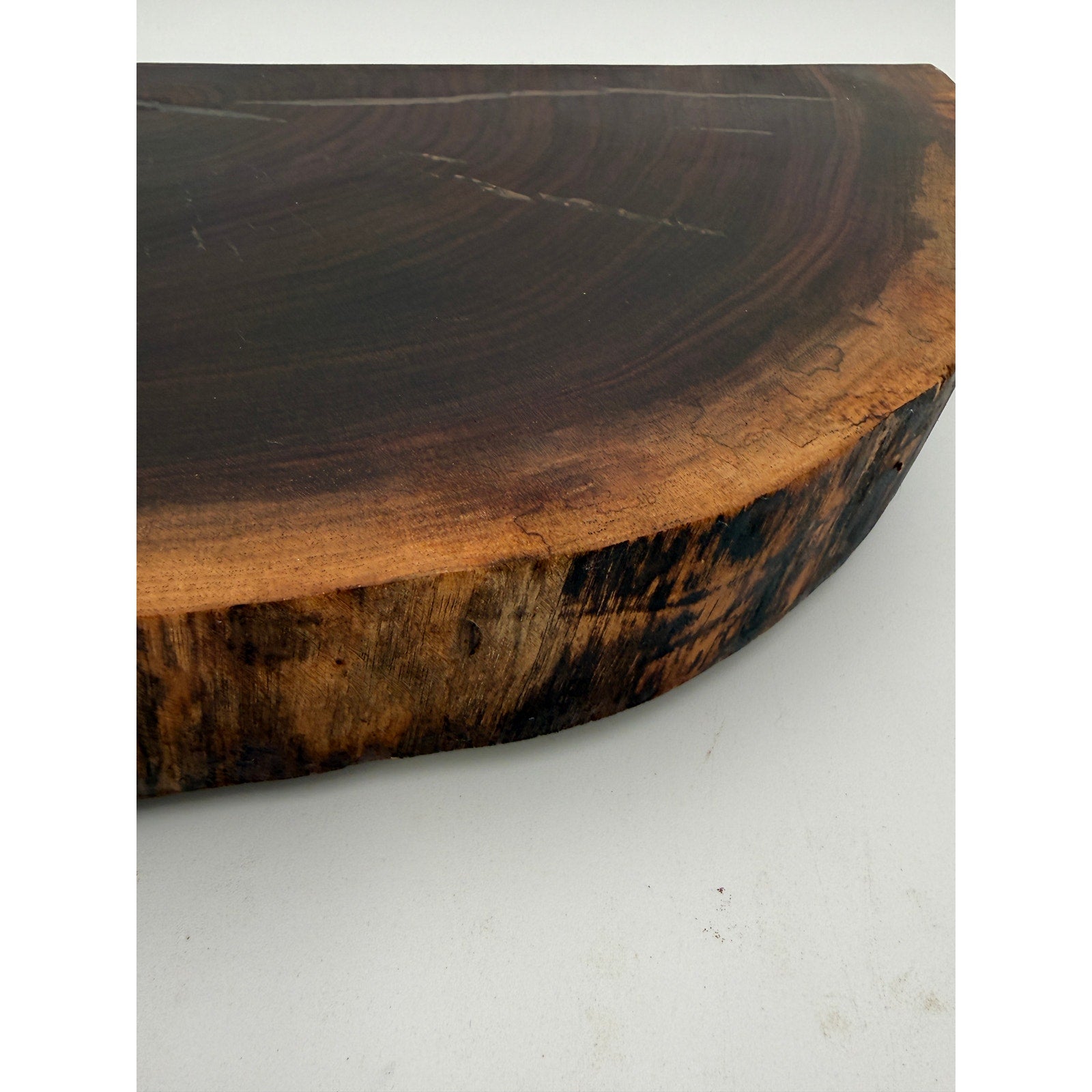 Thick Live Edge Walnut Cutting Board, end grain, 13.5 x 10.5 x 2.5, hand crafted, beautiful grain, serving display