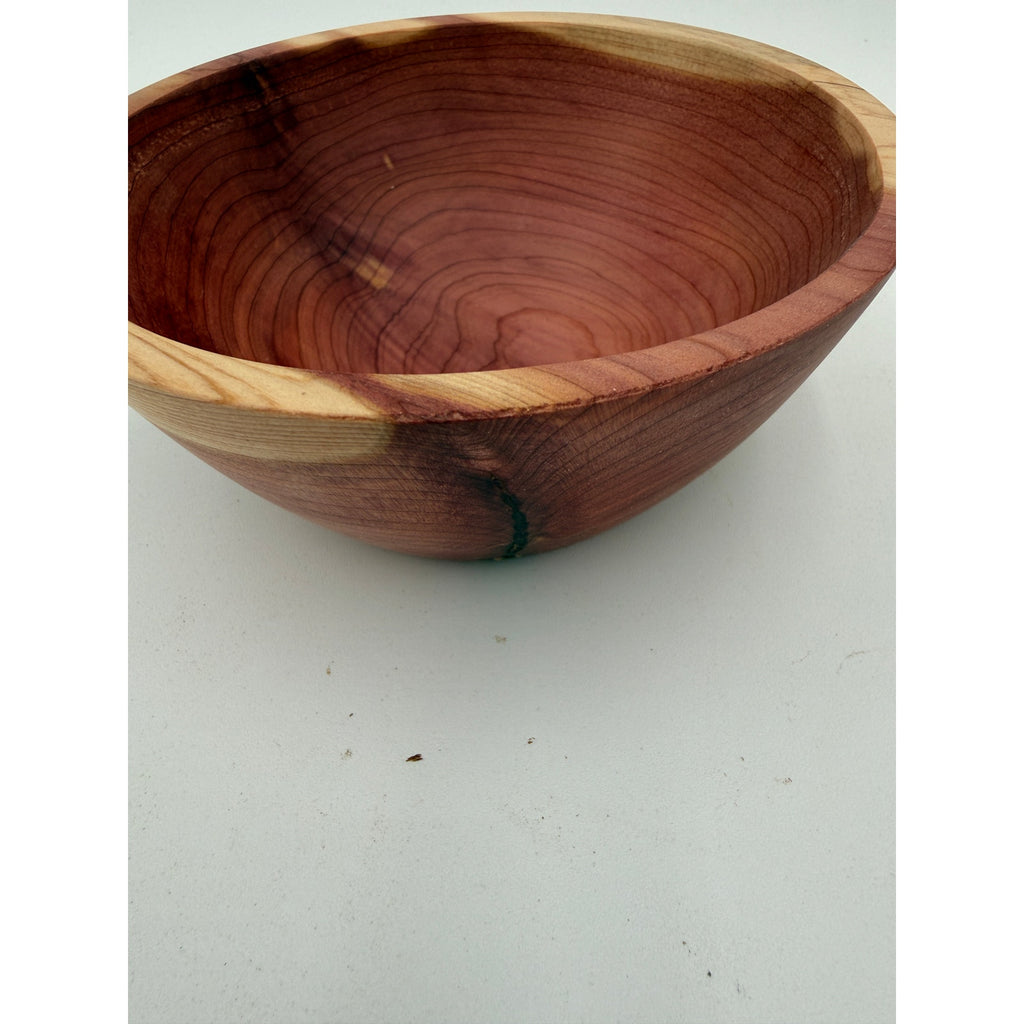 Small Handcrafted Cedar Serving Bowl 5.25 x 2, salad or snack dish, rustic kitchen decor, artisan made, smooth satin seal