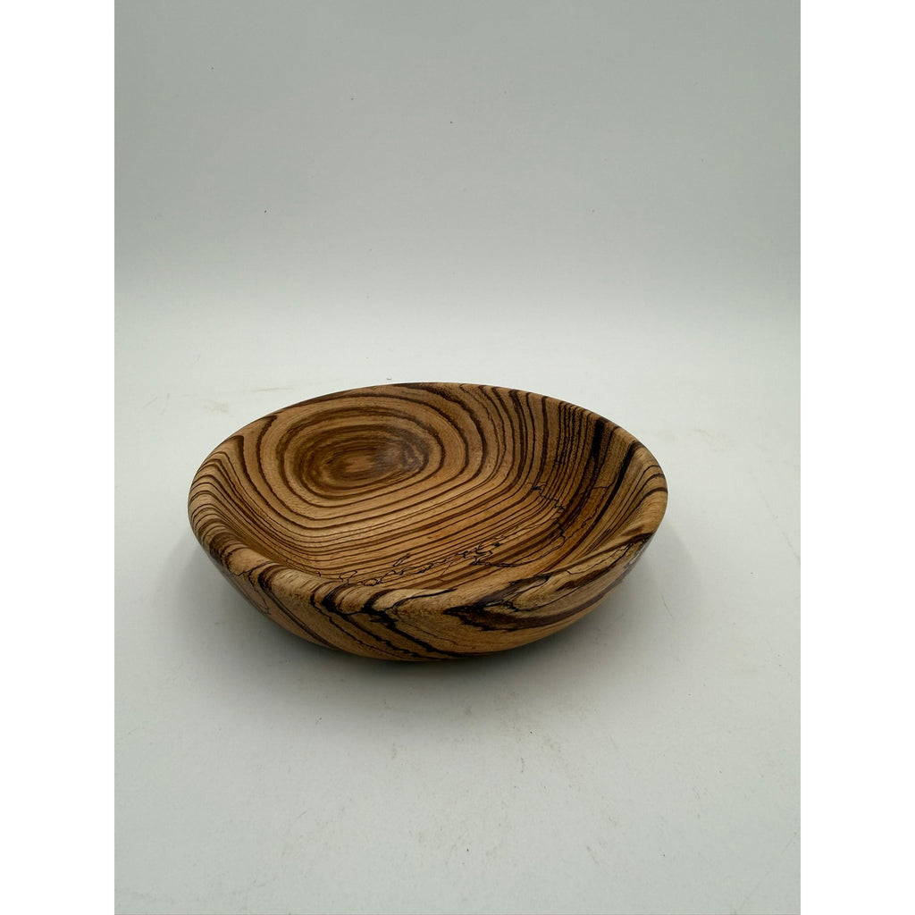 Hand Turned Tiger Wood Decorative Bowl, 6 x 1.5 in, small catchall, natural striped grain, handmade gift