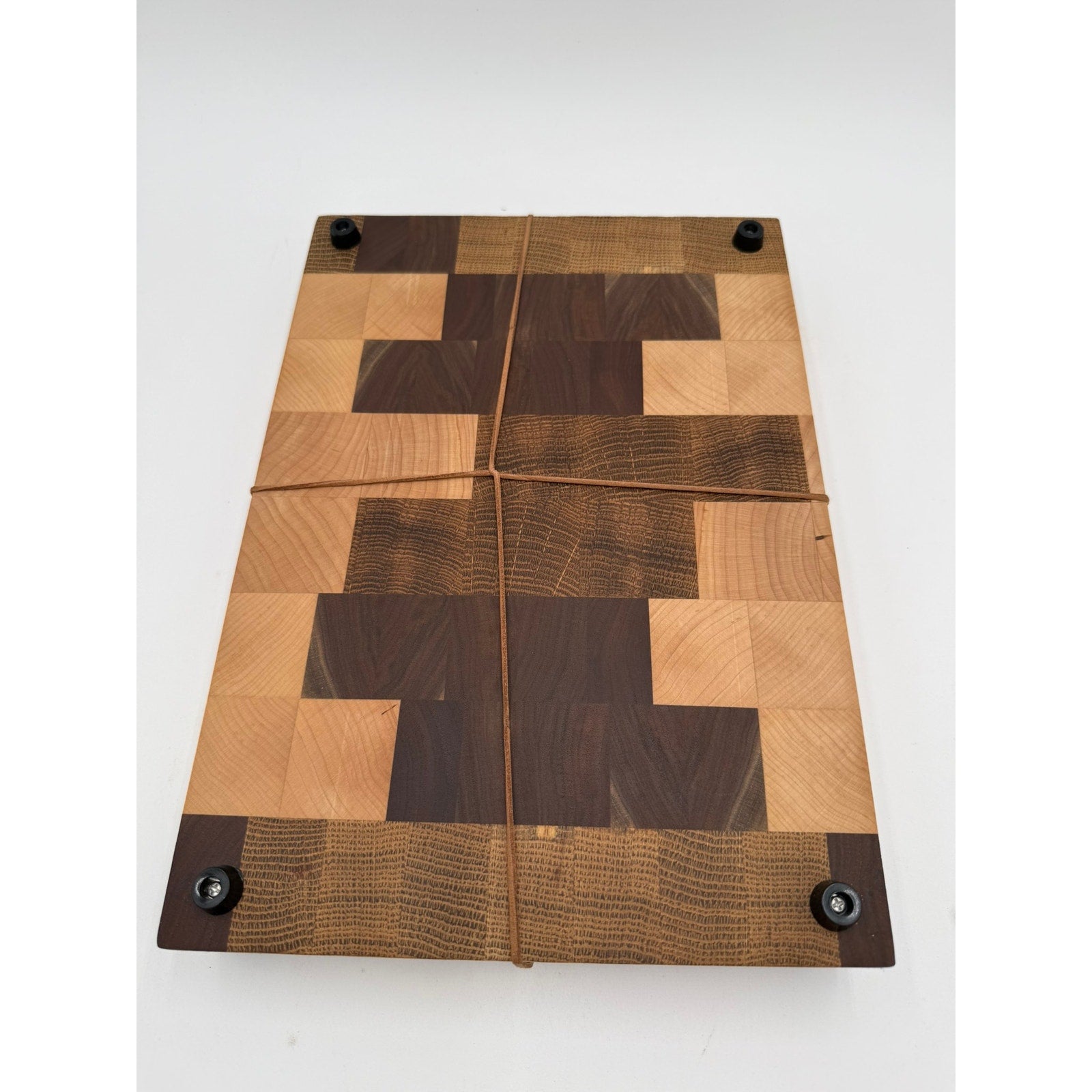 End Grain White Oak Walnut Maple Cutting Board, 12.75 x 9 x 1.5, butcher block, reversible, rubber feet, food-safe oil finish