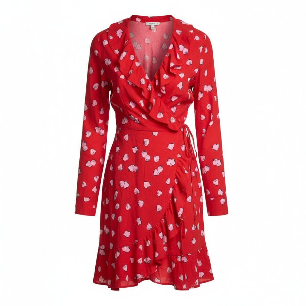 Miu Miu Strawberry Print Wrap Dress - Size 40