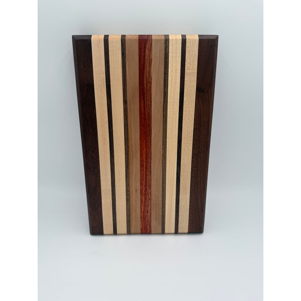 Handcrafted Edge Grain Cutting Board, Walnut Maple Sycamore Padauk, 15.5 x 9.75 x 1.5, SKU 1479