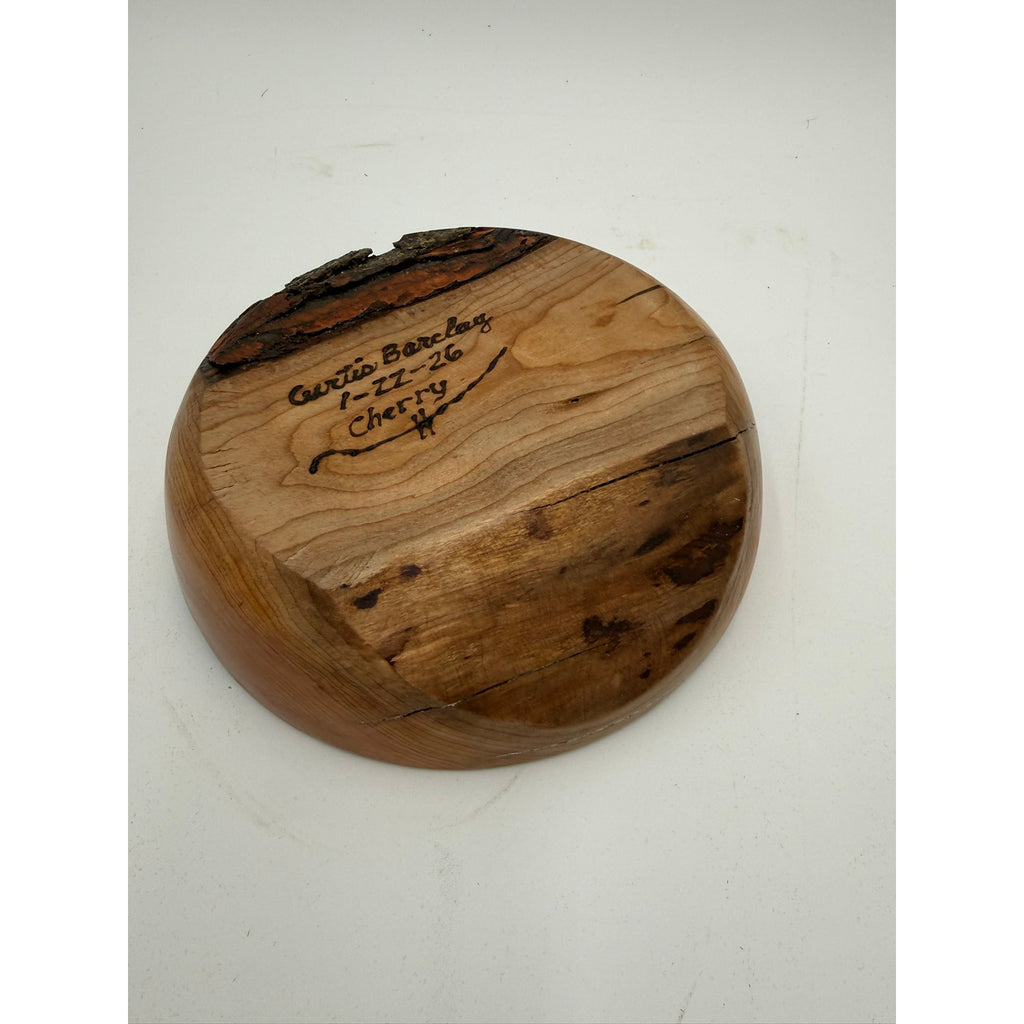 Hand Turned Cherry Wood Bowl, Live Edge, Natural Bark, Unique Handmade Bowl, Rustic Character, Decorative Bo
