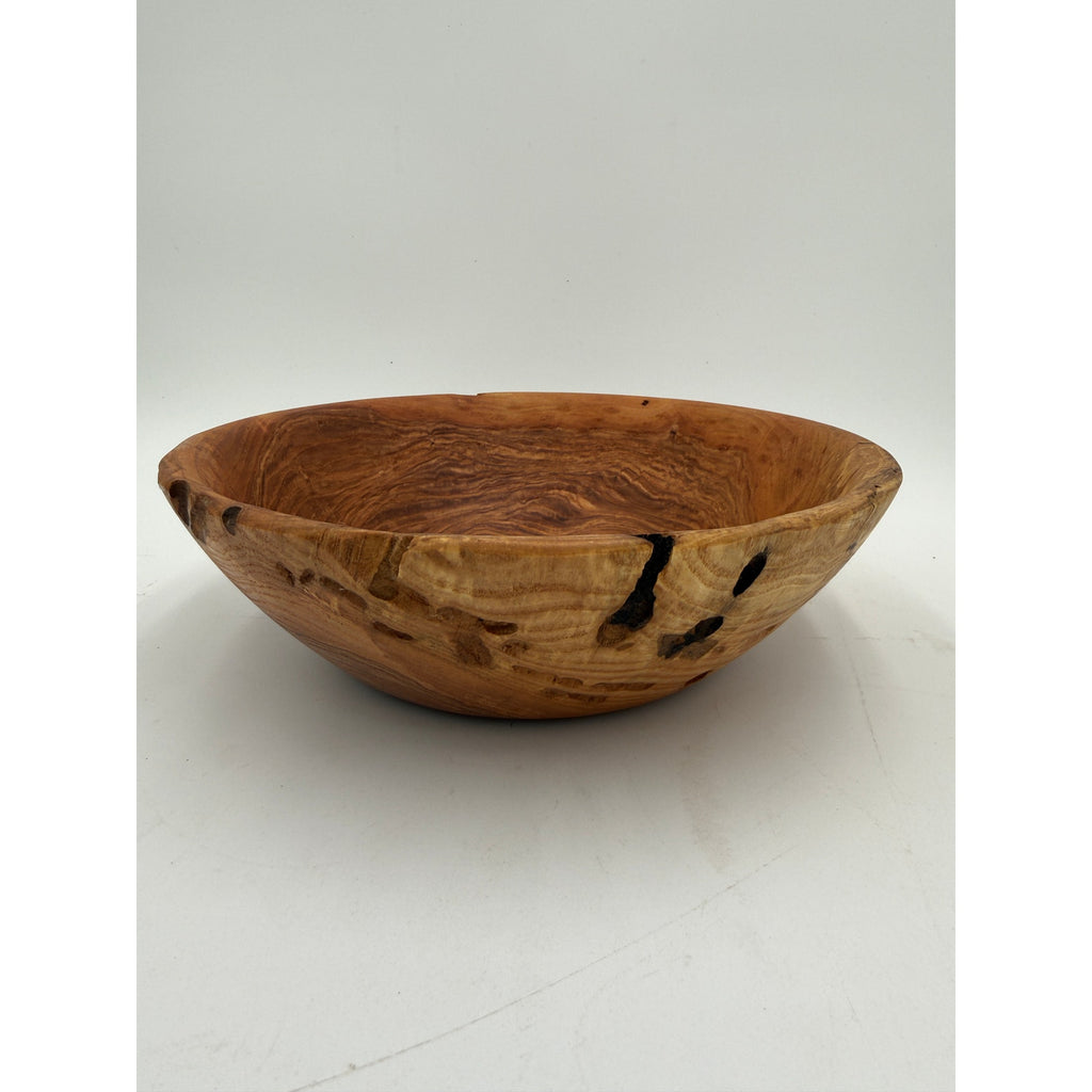 Hand Turned Hardwood Bowl for Rustic Decor, food safe finish, 10x3 inches, handmade wood art, salad or fruit serving