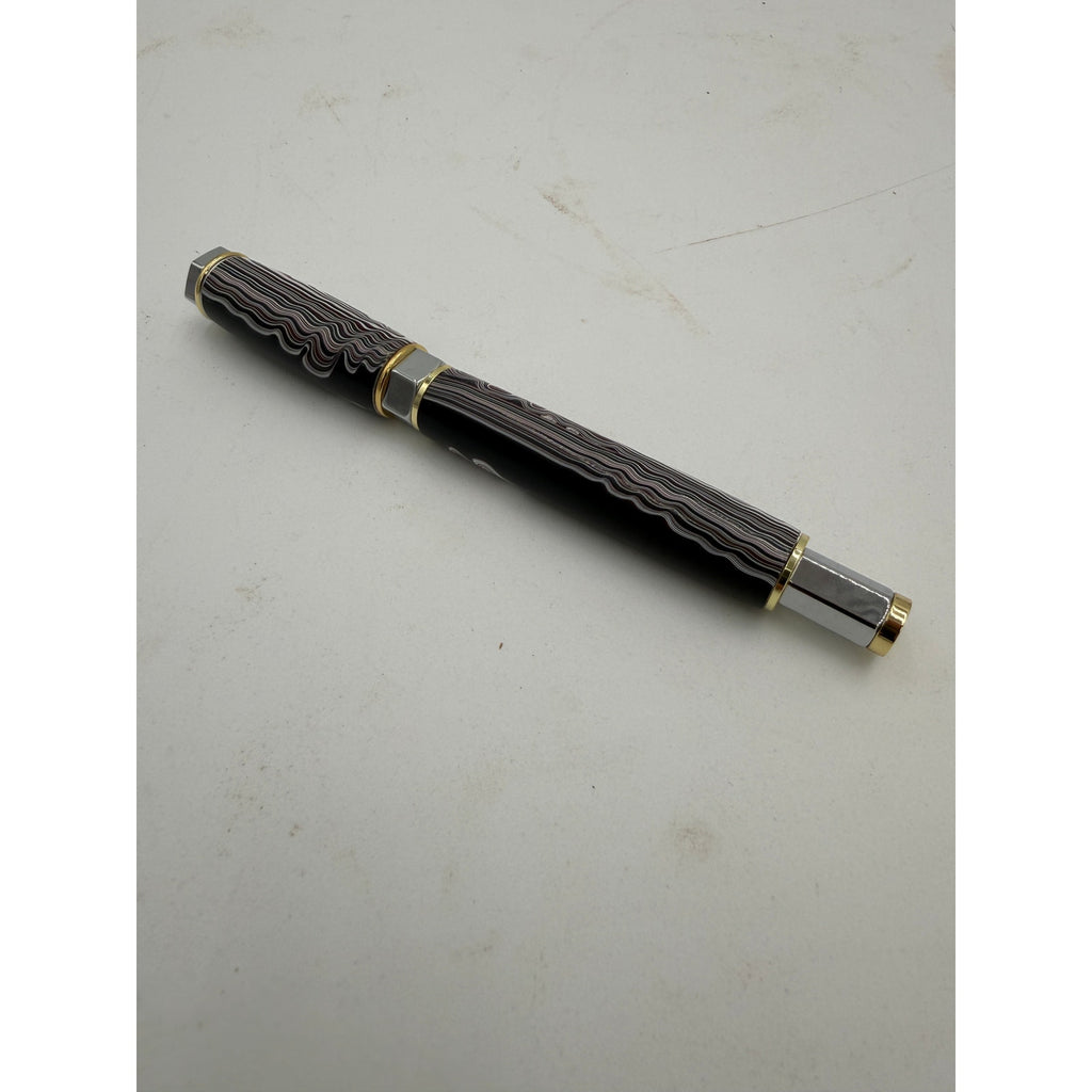 Hand Turned Fordite Rollerball Pen Gift Set, executive gift, hand crafted, rare fordite barrel, smooth writing, upgradeable refill