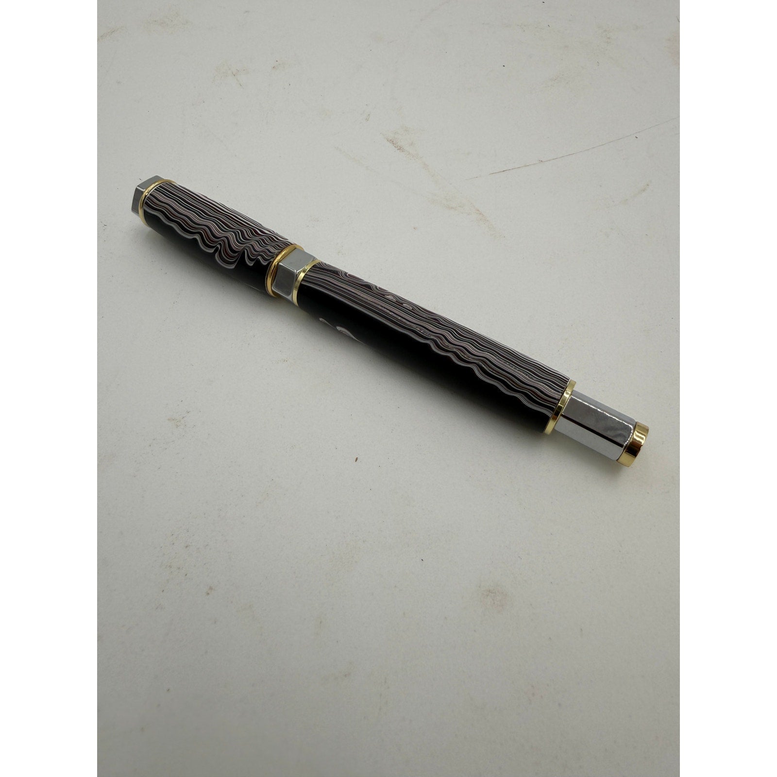Hand Turned Fordite Rollerball Pen Gift Set, executive gift, hand crafted, rare fordite barrel, smooth writing, upgradeable refill