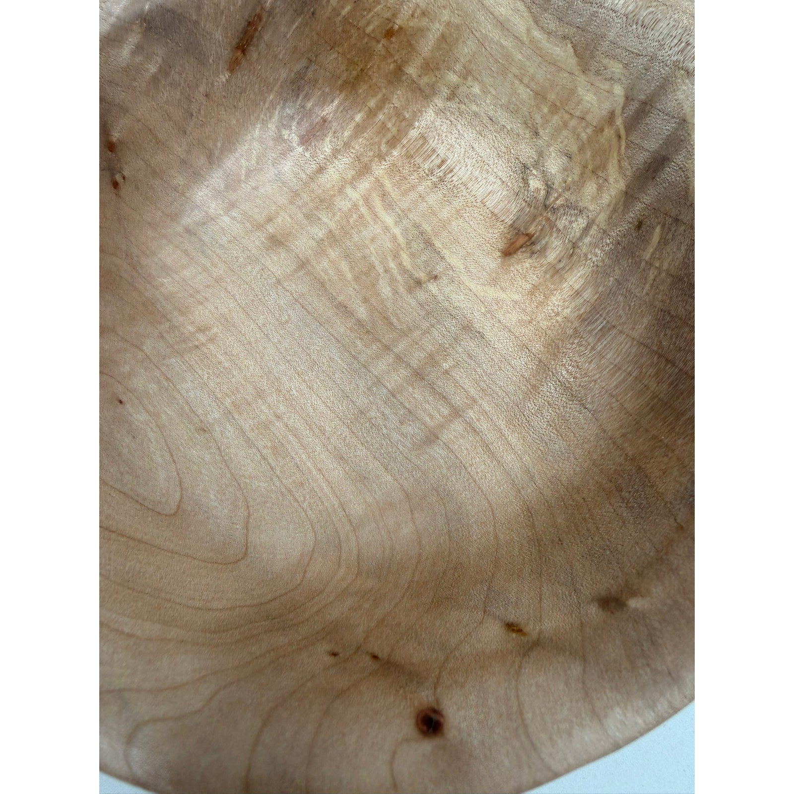 Hand Turned Maple Wood Bowl 7.5 x 2 inches, spalted and figured hardwood, food safe finish, decorative or functional, unique grain