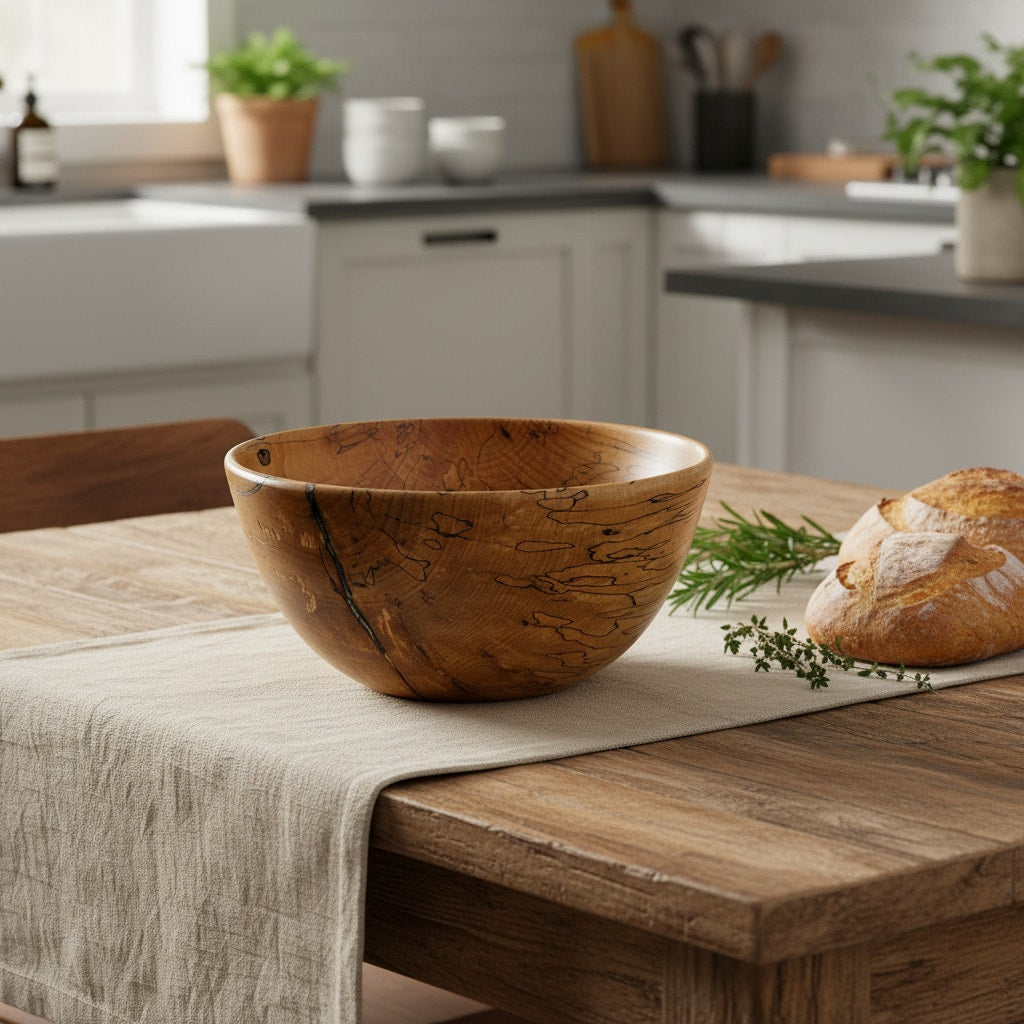 Decorative Spaulted Maple Bowl - Hand Turned