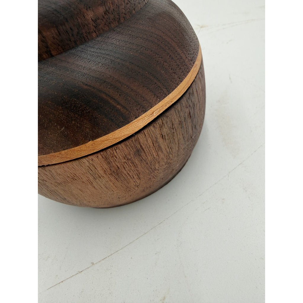 Hand Turned Walnut Lidded Box with Maple Trim, 4.5 x 4.5, catchall storage, jewelry holder, hand crafted gift