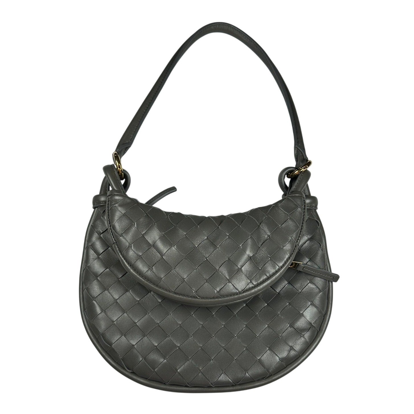 Bottega Veneta Gemelli Small Shoulder Bag Gray Intrecciato NWT
