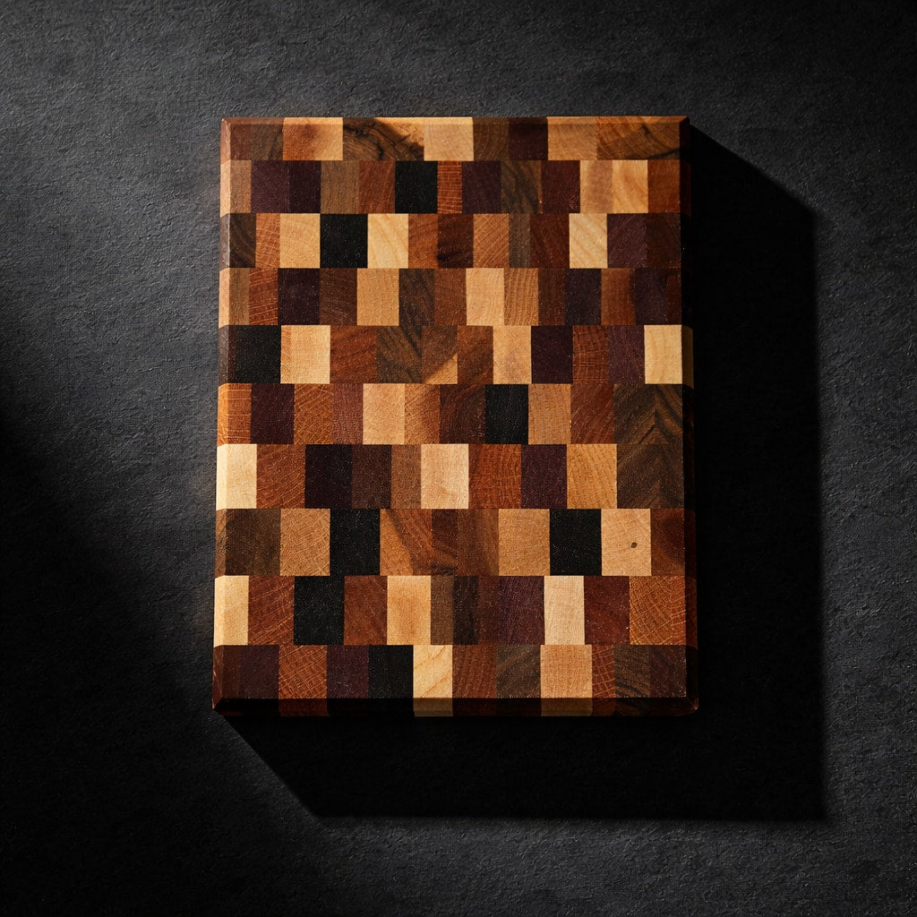 Chaos Style End Grain Cutting Board Handmade, Assorted Hardwoods, 12x9x1.5, Durable Kitchen Gift, Knife Friendly