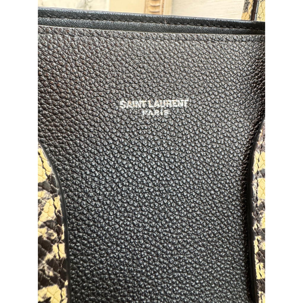 Saint Laurent Black & Snakeskin Sac de Jour Tote Bag - Excellent Condition