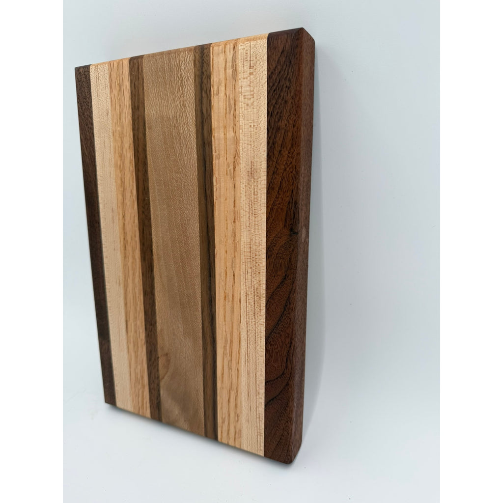 Compact Handmade Wood Cutting Board for Chefs, 11.75 x 7.5 x 1.5, edge grain, assorted hardwood mix, board oil conditioned