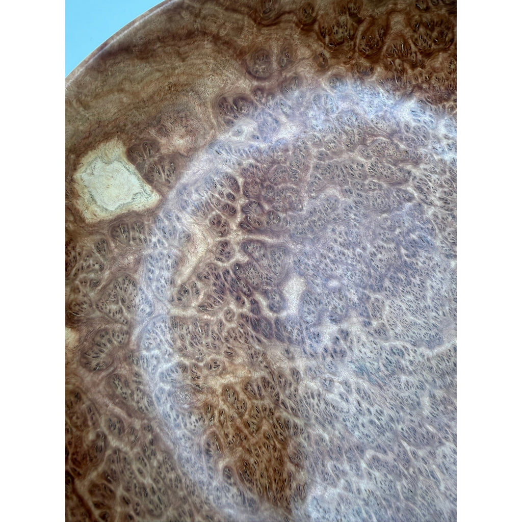 Hand Turned Red Mallee Burl Wood Bowl, 9.5 x 2.75 inches, food safe finish, handmade salad or fruit bowl, decorative centerpiece