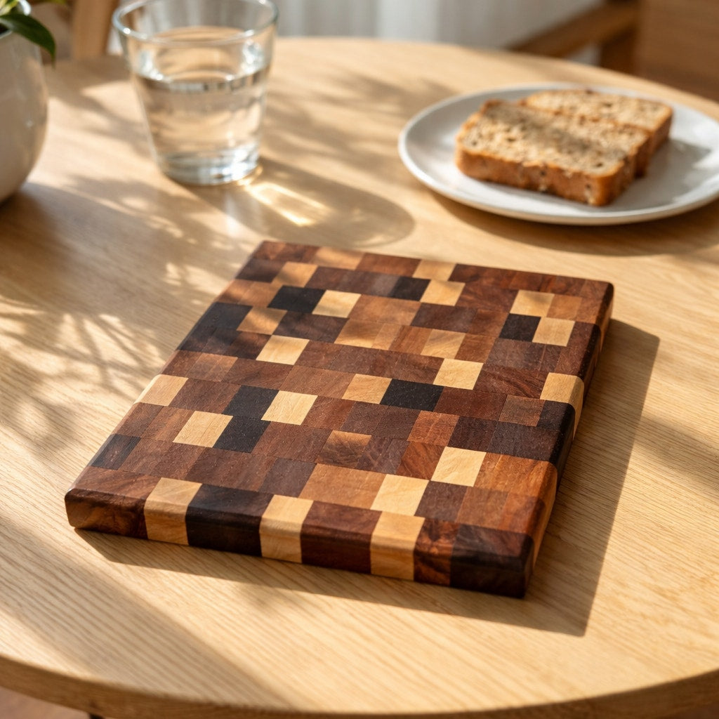 Chaos Style End Grain Cutting Board Handmade, Assorted Hardwoods, 12x9x1.5, Durable Kitchen Gift, Knife Friendly
