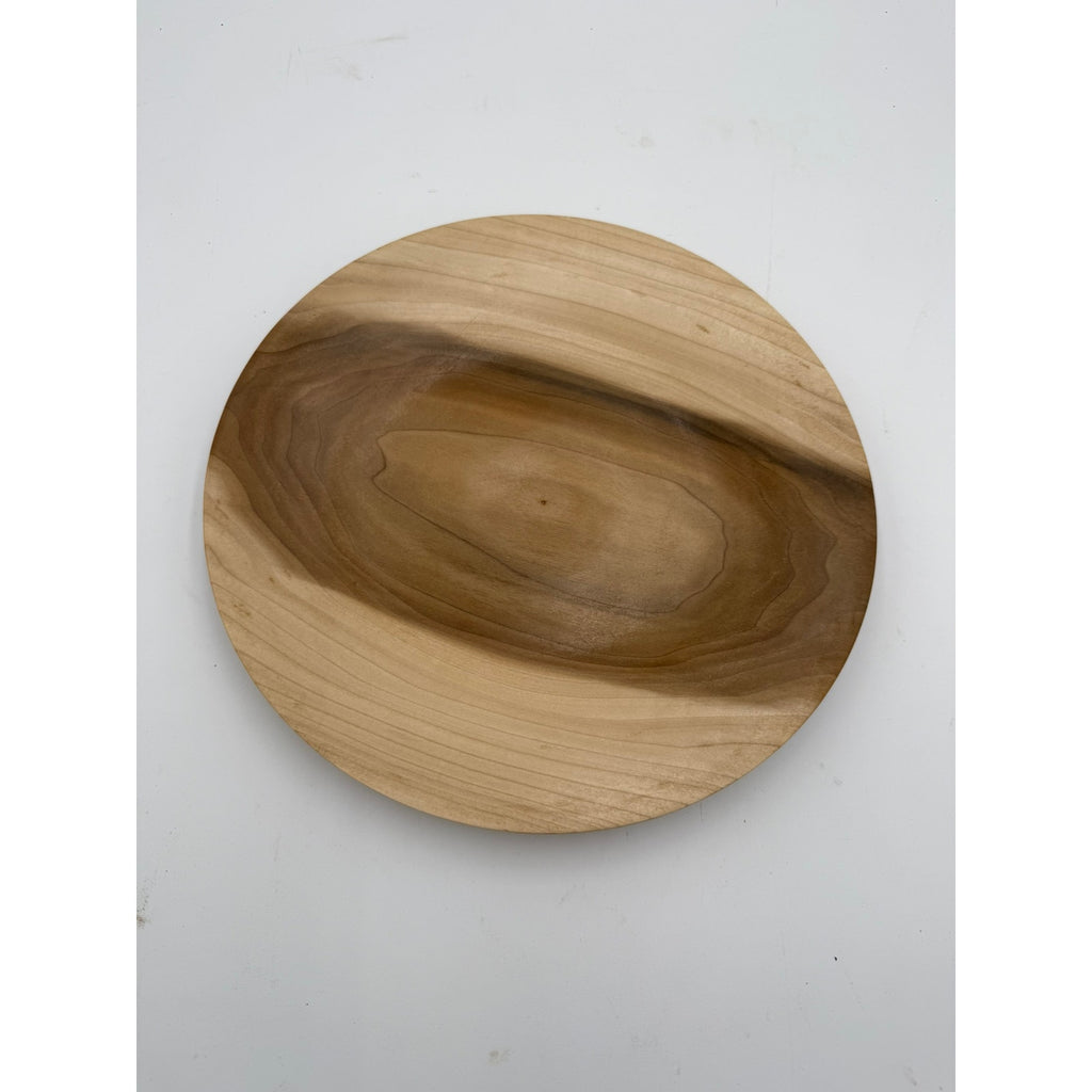Rainbow Poplar Hand Turned Serving Platter, 11.75 x 1.5 inches, food safe finish, functional decor, handmade wood bowl