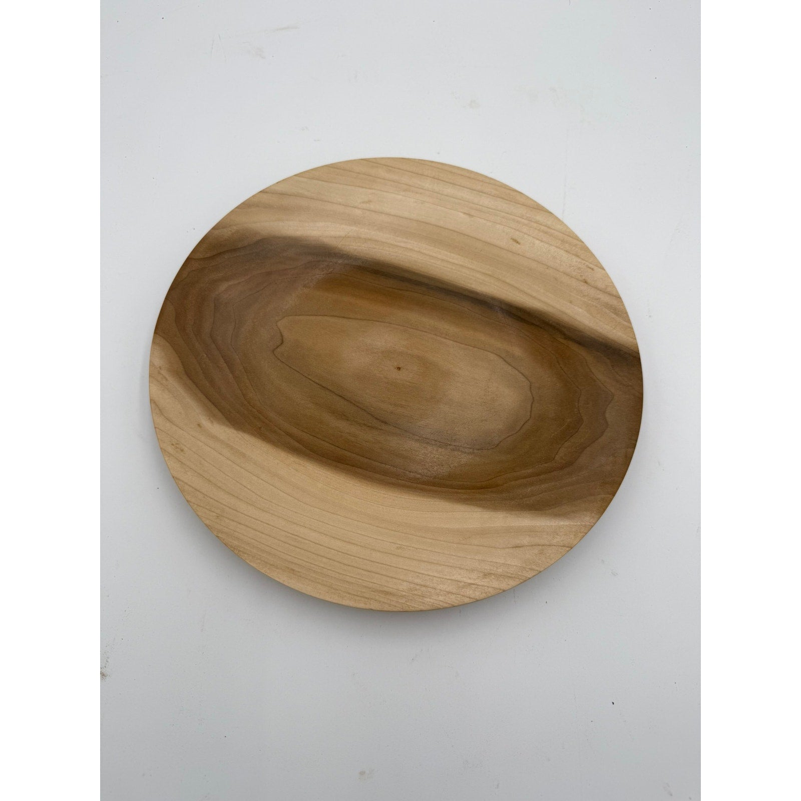Rainbow Poplar Hand Turned Serving Platter, 11.75 x 1.5 inches, food safe finish, functional decor, handmade wood bowl