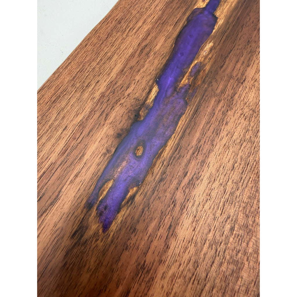 Walnut Charcuterie Board with Purple Epoxy, 20.5 x 5.5 x 7/8, food safe finish, handcrafted serving board