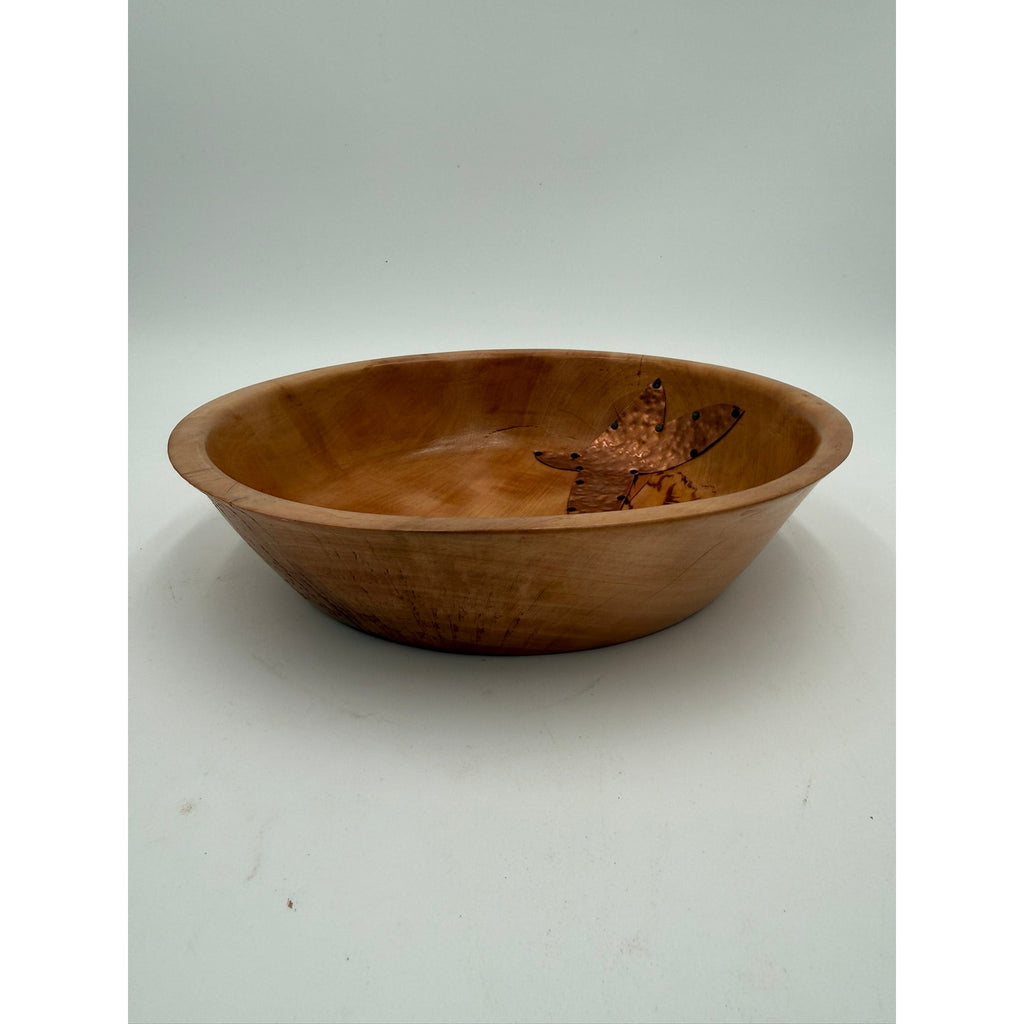 Natural Bradford Pear Centerpiece Bowl with Copper, 10 by 2.5, rustic modern decor, handmade gift idea