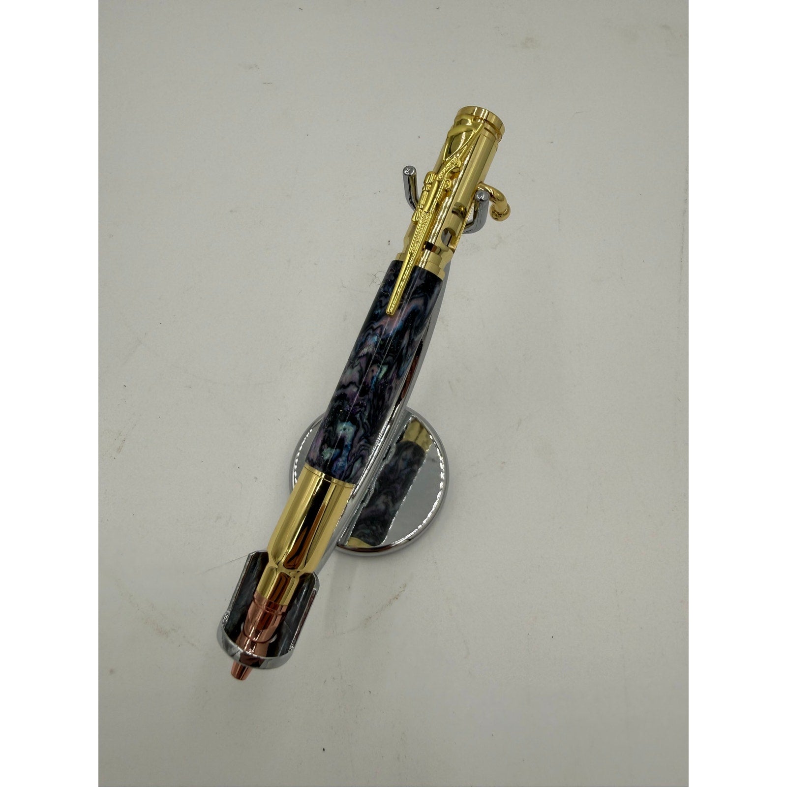 Hand Turned Purple Epoxy Bolt Action Pen, rollerball refill, executive writing gift, smooth ink, handmade USA