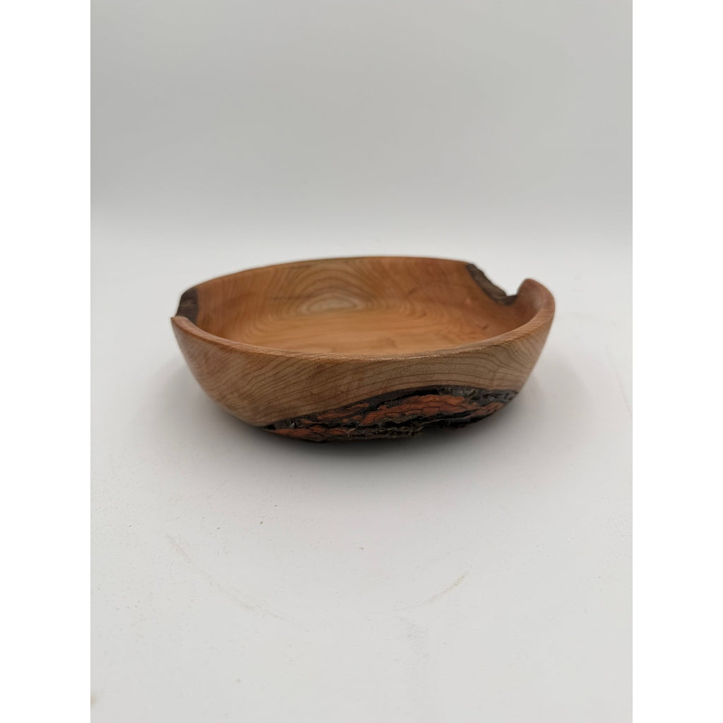 Hand Turned Cherry Wood Bowl, Live Edge, Natural Bark, Unique Handmade Bowl, Rustic Character, Decorative Bo