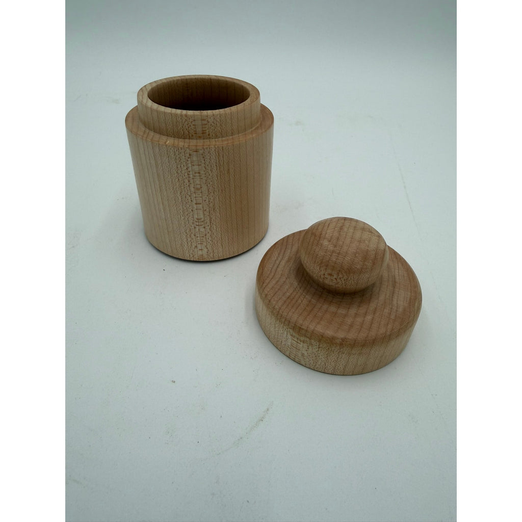 Hand Turned Maple Lidded Box for Keepsakes, functional desk organizer, 4x3 size, minimalist wood container, small storage jar