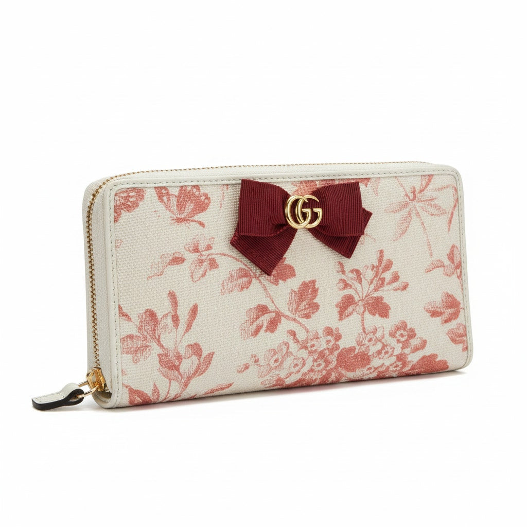 Gucci GG Marmont Herbarium Flora Round Zipper Long Wallet
